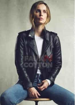 Heida Reed Biker Black Leather Jacket